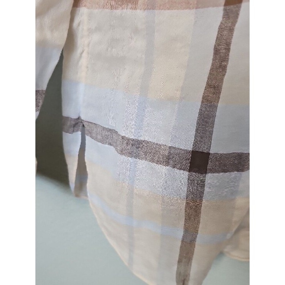 Theory Womens Plaid Button Down Shirt Beige Blue Long Sleeve Size S - Picture 5 of 8